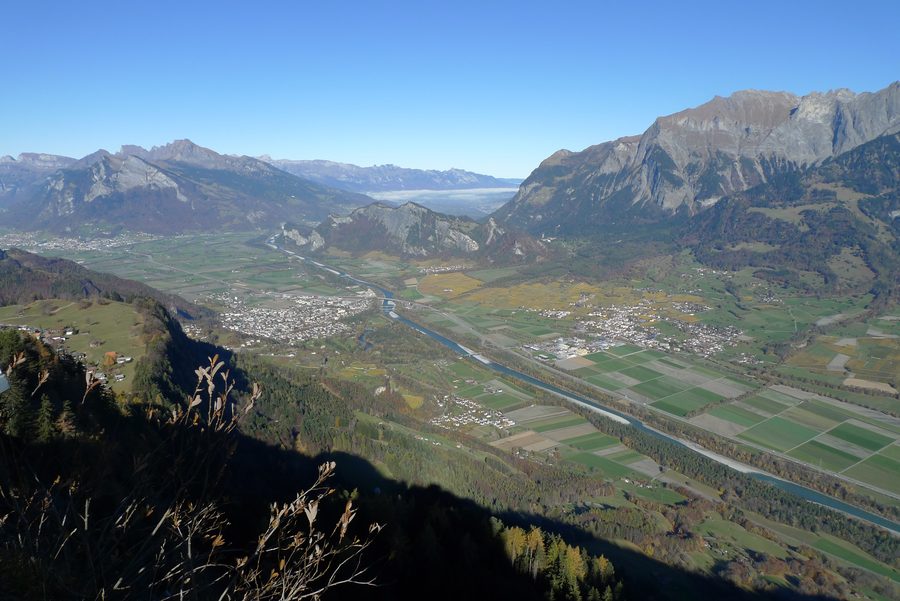 View from Pizalun toward Sargans and Bad Ragaz in the valley.