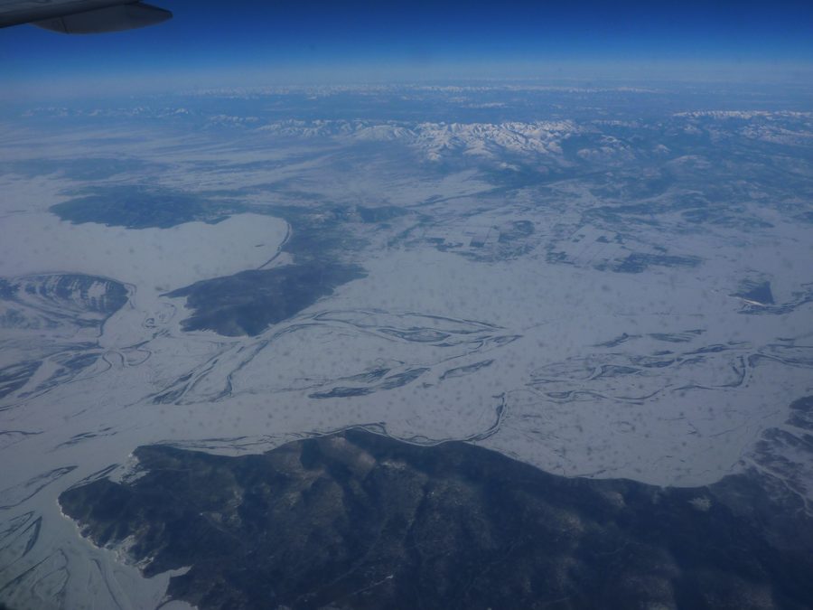 Aerial view of the Amur River and Lake Bolon in Khabarovsk Krai