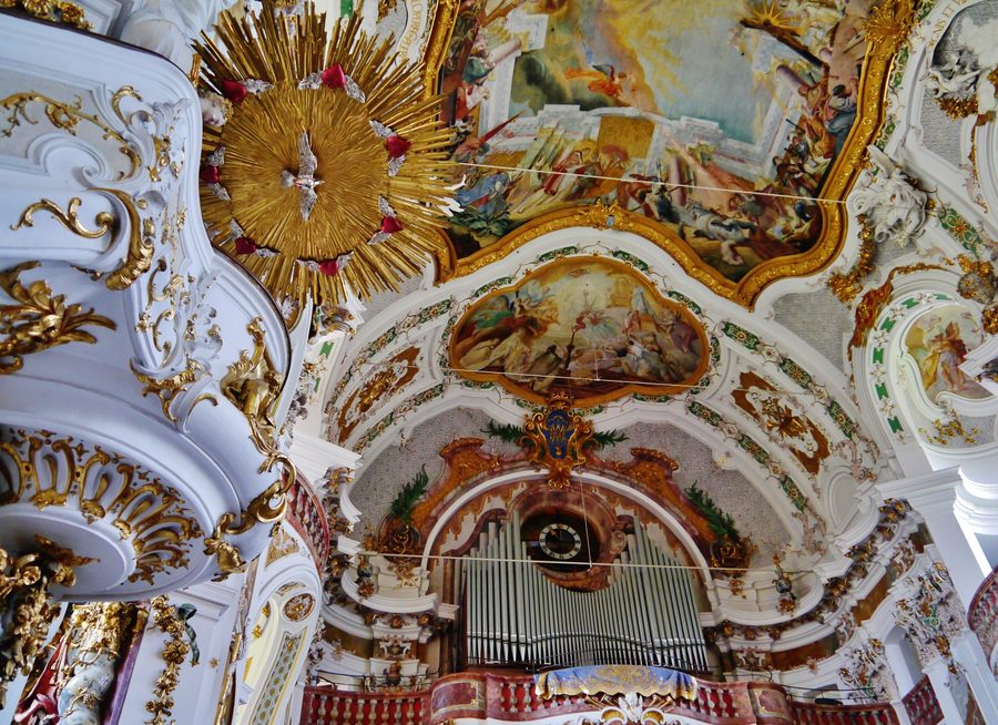 Interior of the Asam Basilica of St. Margaret in Osterhofen