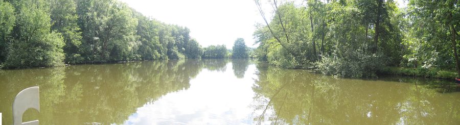 Panoramic view of the Hücker Moor bog lake in Spenge, North Rhine-Westphalia
