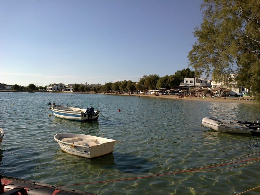 Port and beach at Aliki on Paros