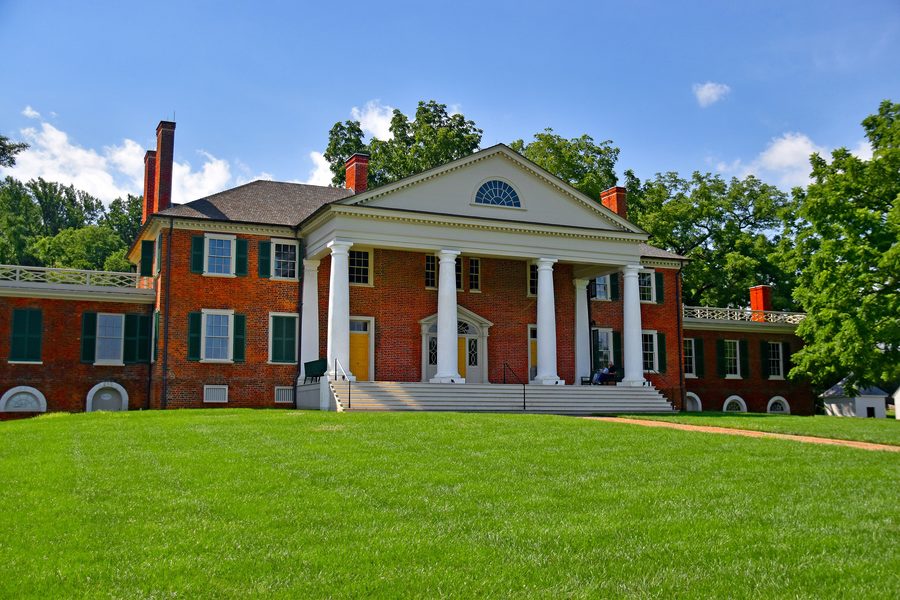 Front exterior of James Madison's Montpelier in Orange County, Virginia