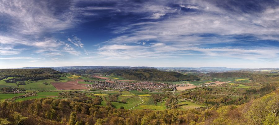 Panoramic view of Wanfried and the Werra Valley from Plesseturm