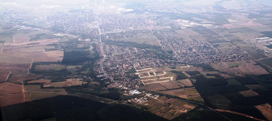 Aerial view of Kerepes in Pest County in Hungary