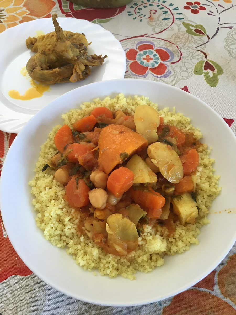 Algerian couscous with vegetable soup and chicken