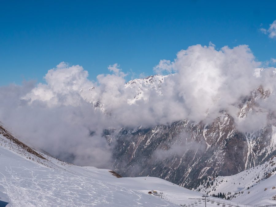 Almaty with mountain backdrop