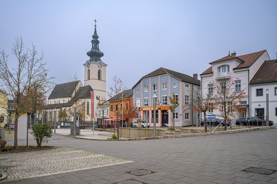 Paved market square of Gallneukirchen