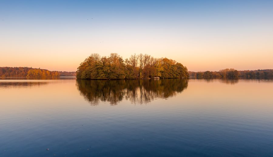 Autumn landscape on Eutin Lake in Holstein Switzerland