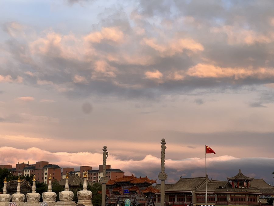 Distant view of Dazhao Monastery in Hohhot, Inner Mongolia