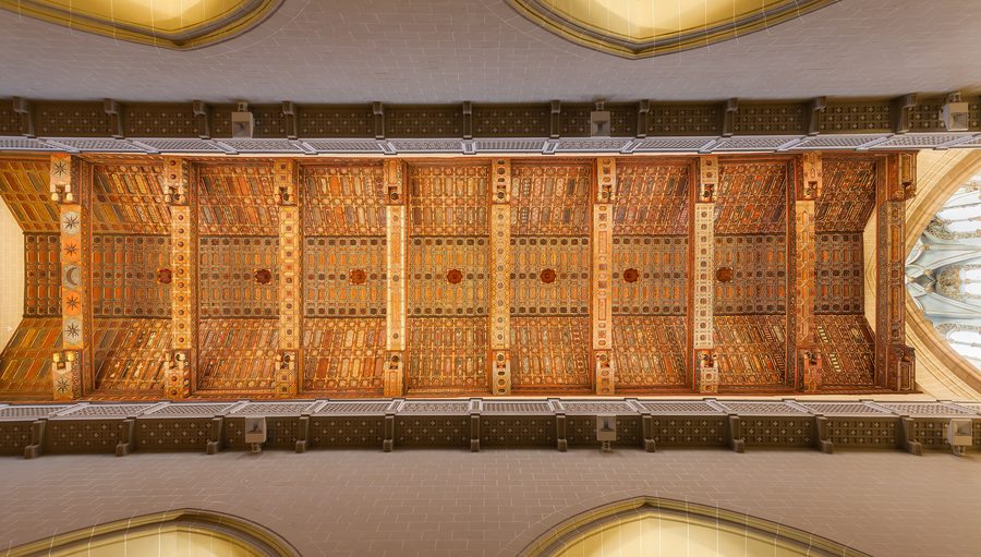 Mudejar decorated coffer ceiling in Teruel Cathedral, Aragon