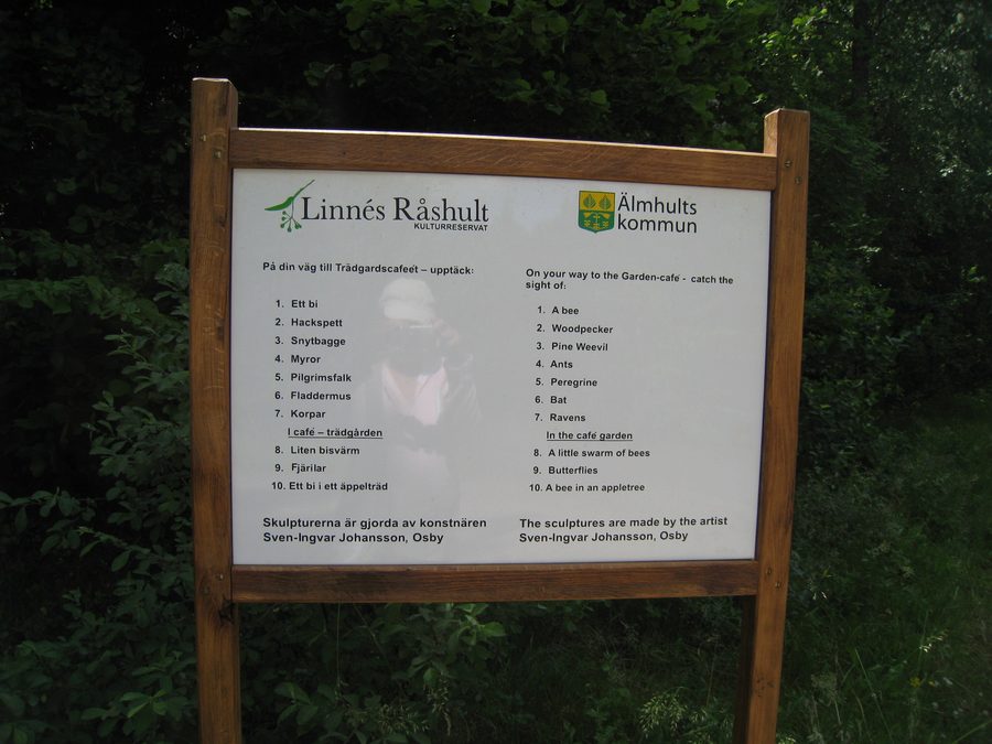 Sign for Linnaeus’ Råshult in the municipality of Älmhult