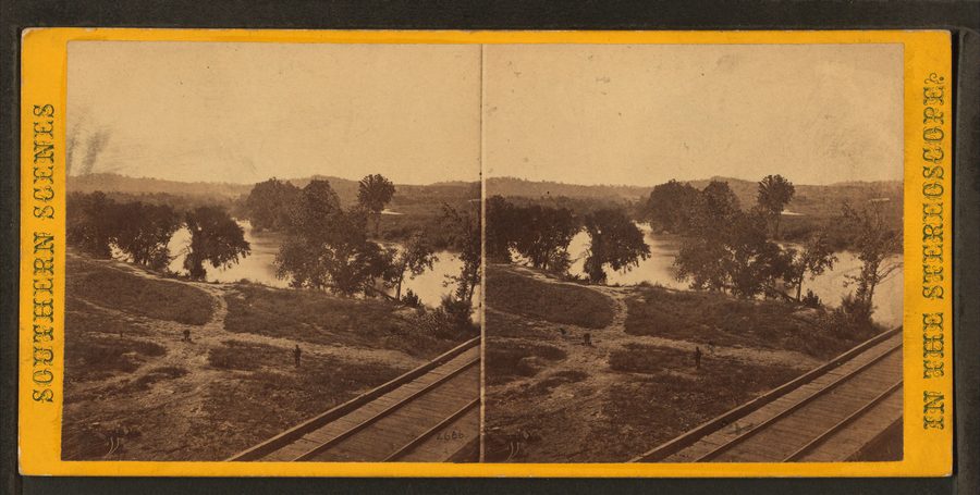 Historische Ansicht von Strawberry Plains und der Eisenbahnbrücke in Tennessee