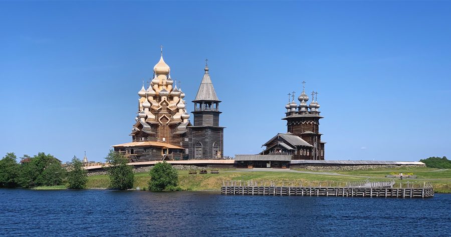 Wooden churches of Kizhi Pogost on Kizhi Island in Lake Onega.