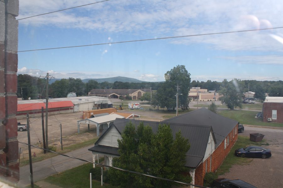 View over Waldron in Arkansas with Poteau Mountain in the background