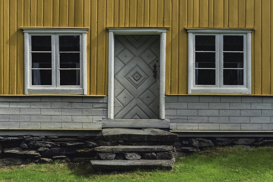 Entrance of a traditional Norwegian house at the Valdres Folkemuseum