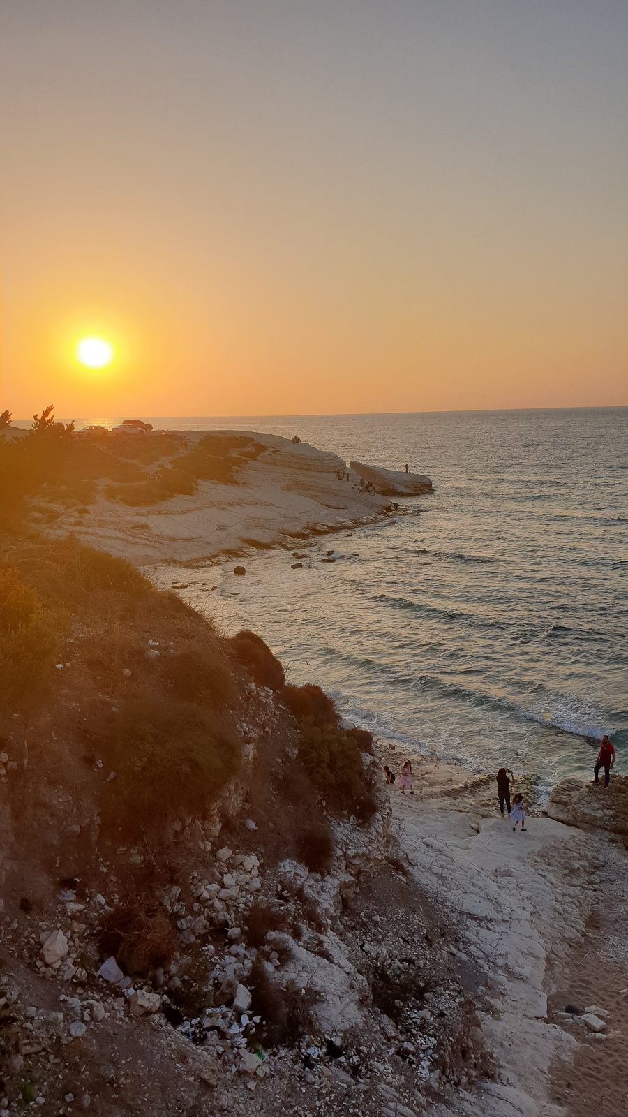Sunset on the rocky Mediterranean coast near Latakia