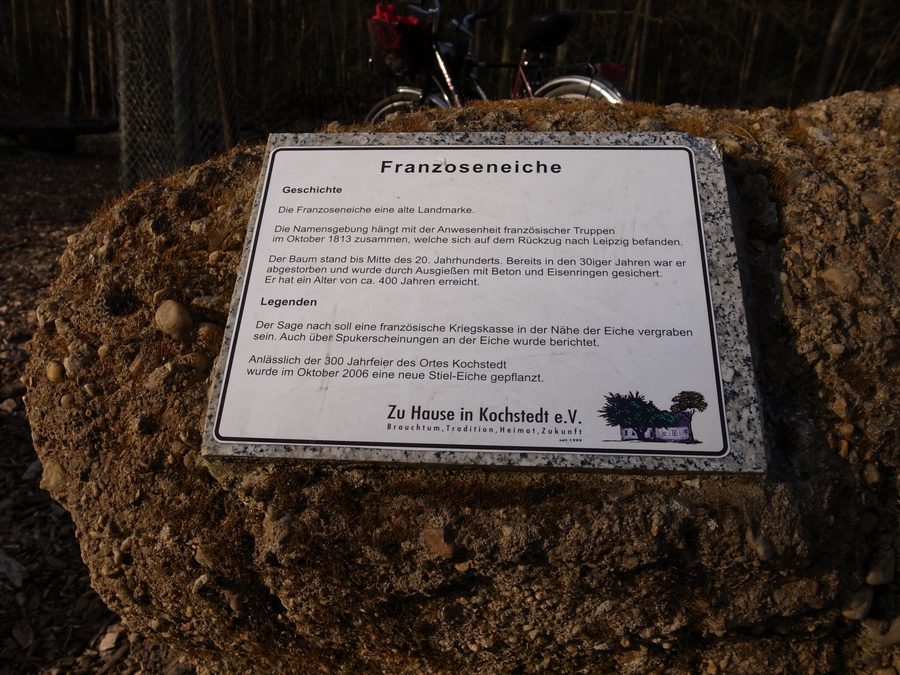 Informationstafel an der Franzoseneiche in Dessau-Kochstedt