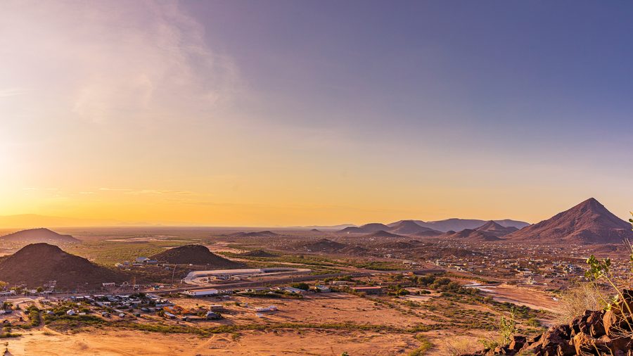 Sunset over the town of Lodwar with the Loima Hills in the background.