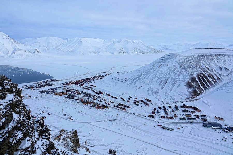 Longyearbyen in the Arctic landscape of Svalbard