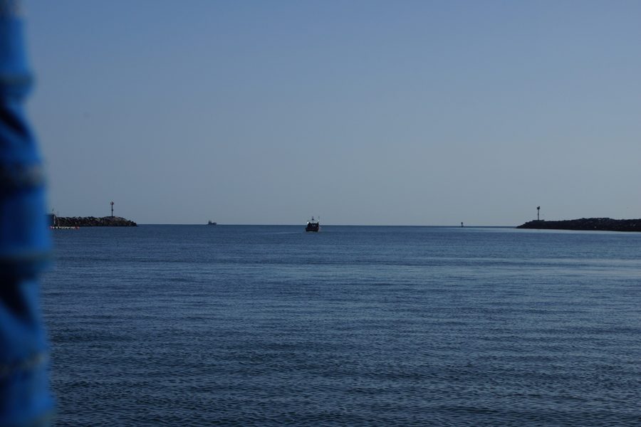 Balboa Harbor entrance with The Wedge on the right