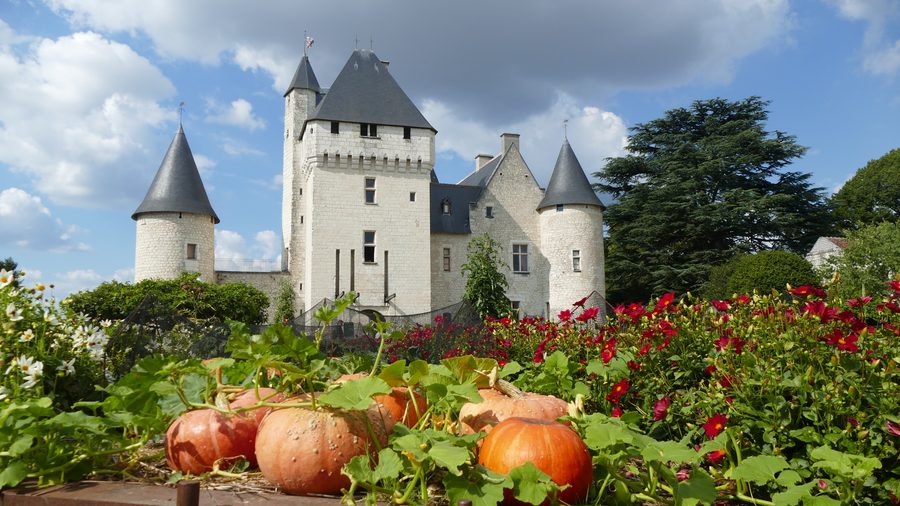 Façade du château du Rivau vue depuis le conservatoire des légumes