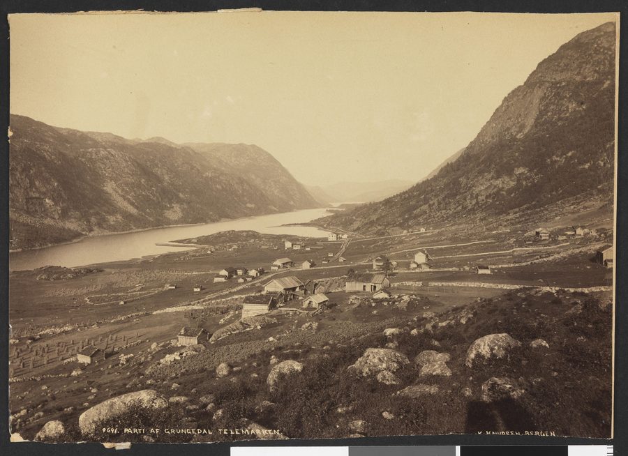 Historic landscape view of Grungedal in Vinje, Telemark
