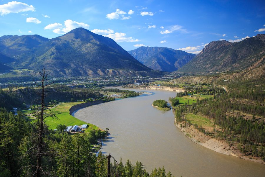 Lillooet viewed from the south with surrounding mountain landscape