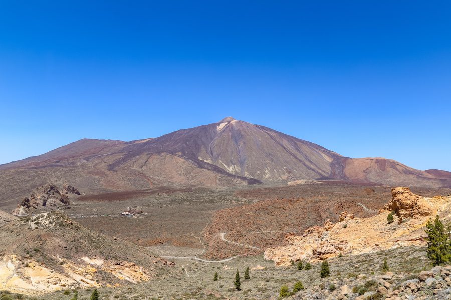 Aerial view of the volcanic landscape at Teide on Tenerife.