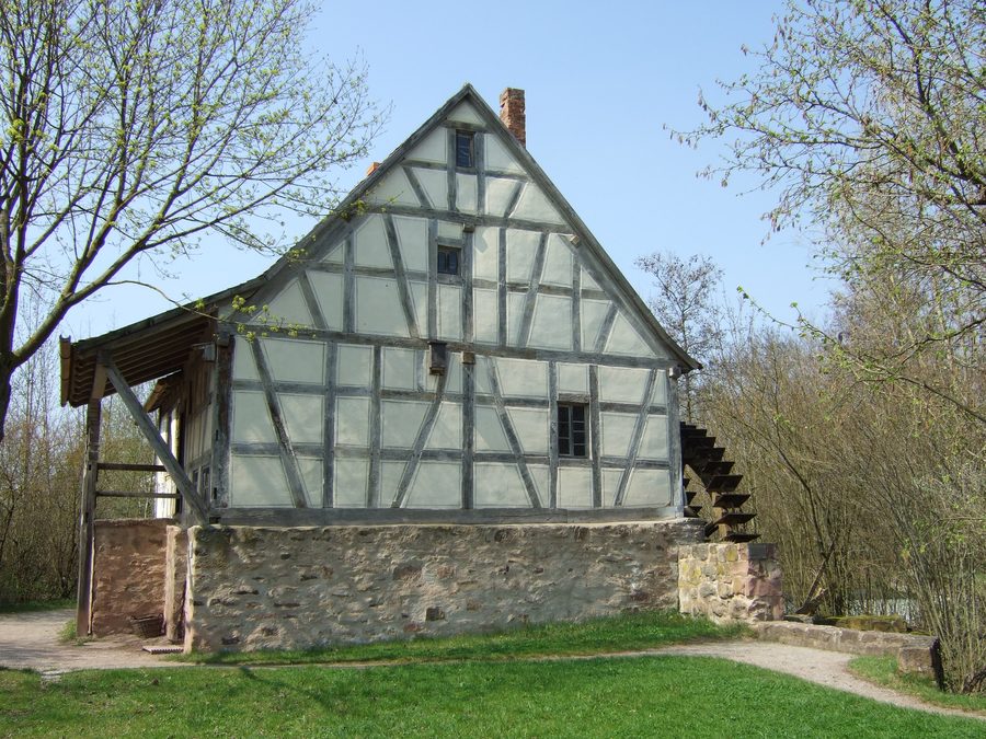 Reconstructed Flederichsmühle at the Bad Windsheim open-air museum
