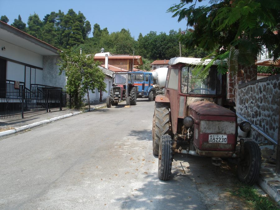 Street in Prokopi on the island of Evia, Greece