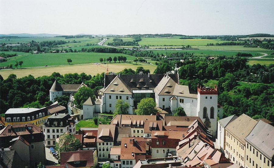 Ostseite der Ortenburg in Bautzen, gesehen vom Turm des Doms St. Petri