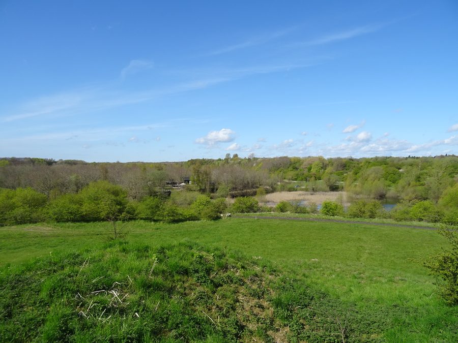 View across the open landscape of Hedeland from the Bronze Age burial mound Brandhøj
