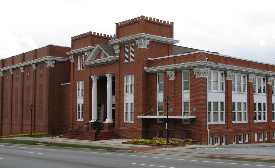 View from Pike Street toward the Aurora Theatre in Lawrenceville, Georgia