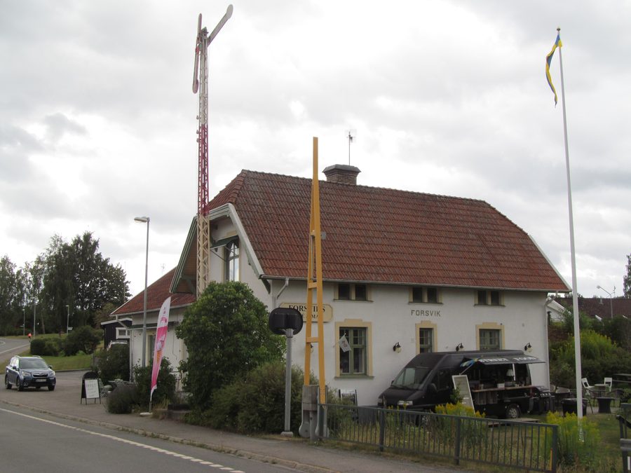 Café in a former service building on the Göta Canal in Forsvik in Karlsborg Municipality