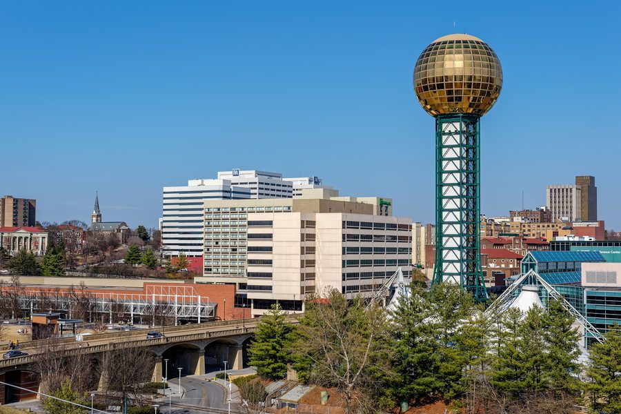 The Sunsphere in the Knoxville, Tennessee skyline