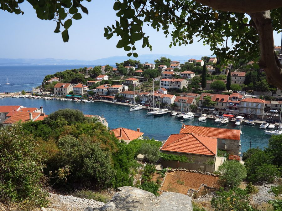 Eastern side of the bay of Stomorska on Šolta with coastline and water view