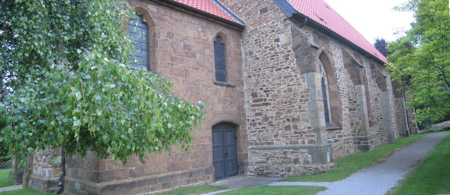 Panoramic view of the church in Alswede, Lübbecke