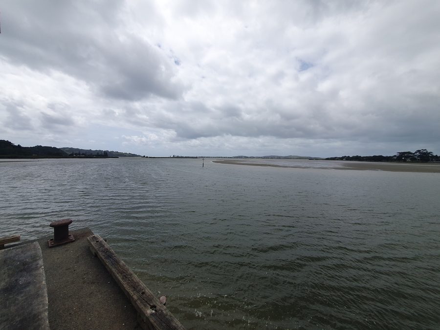 Whangateau Harbour seen from Big Omaha Wharf in the Auckland Region, New Zealand