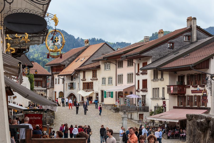 Rue du Bourg in Gruyères FR, Switzerland