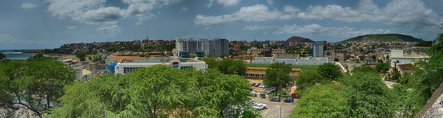 Panorama over Praia and the bay from the Plateau