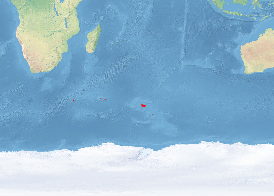 Map of the tundra ecoregion of the islands in the southern Indian Ocean.