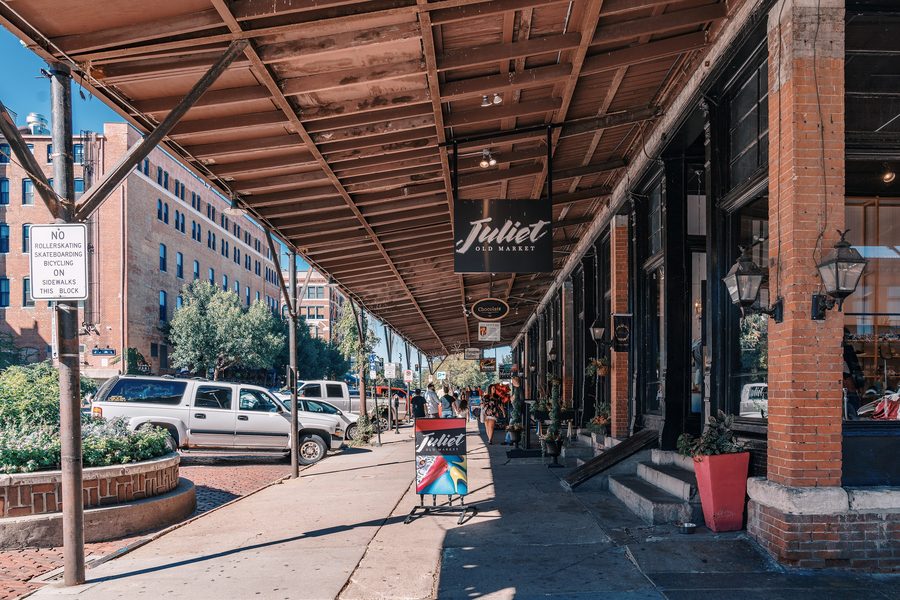Shops and restaurants in Omaha's Old Market neighborhood