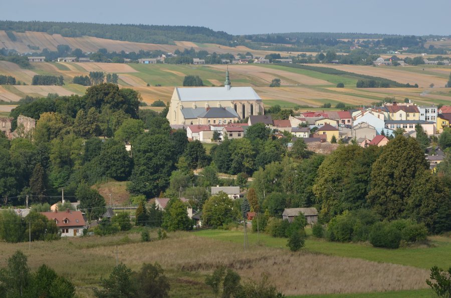 Panorama Bodzentyna z widocznym zespołem kościoła par. pw. św. Stanisława
