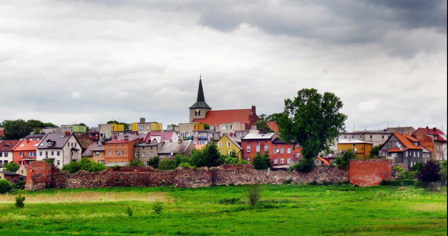 Skarszewy, panorama miasta z widocznymi obwarowaniami