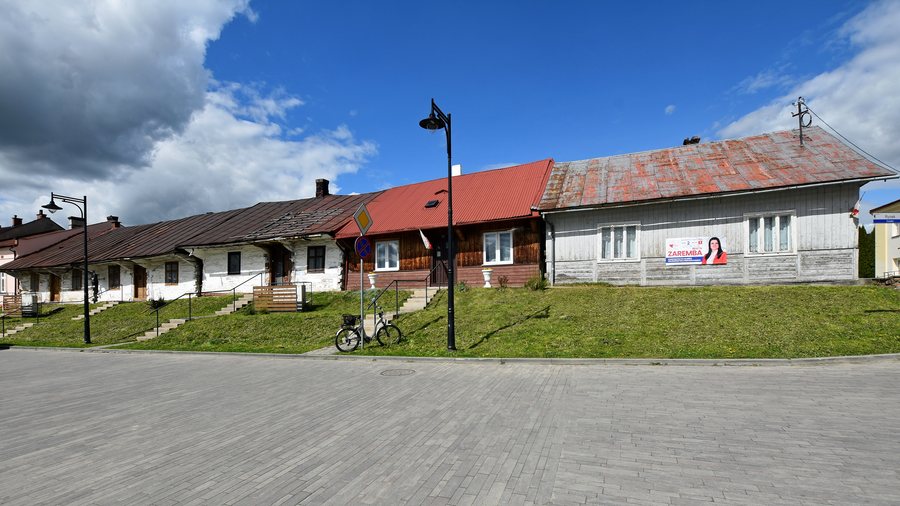 Czudec, historic urban layout with wooden buildings