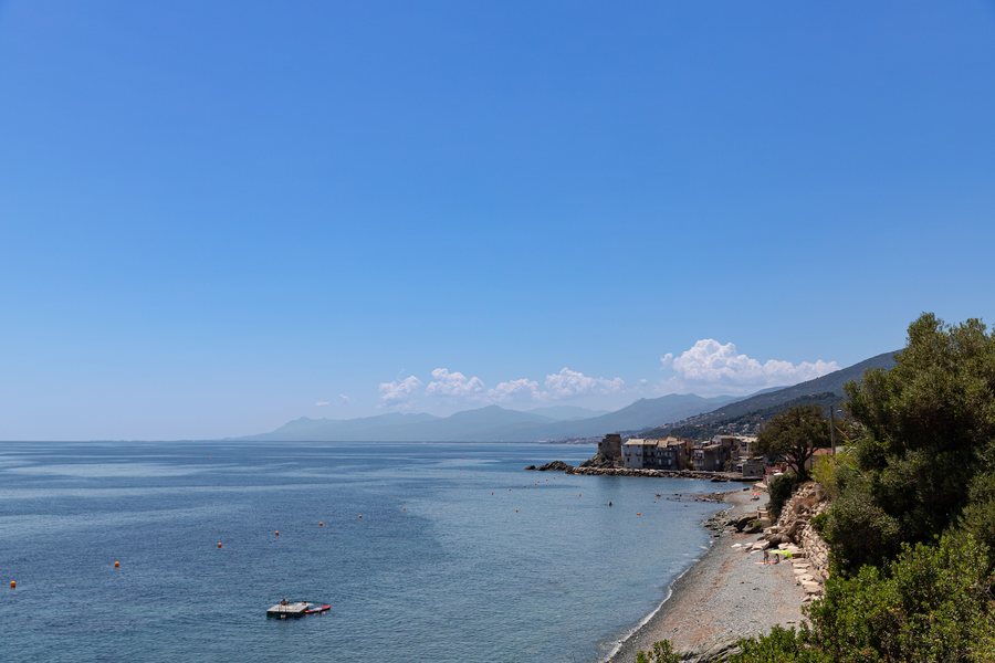 File:Aerial view of Erbalunga Beach in Brando, Corsica, France (52724231550).jpg