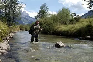 Angler on the river in the Tannheimer Tal