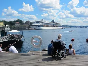 Wheelchair users at the port